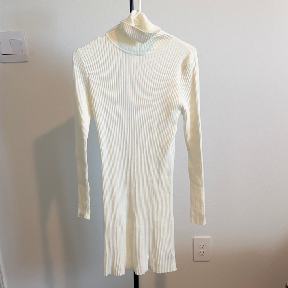 🌿 SHEIN White Ribbed Knitwear Dress